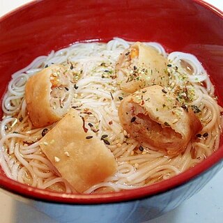 山葵ふりかけかけて　春巻き素麺